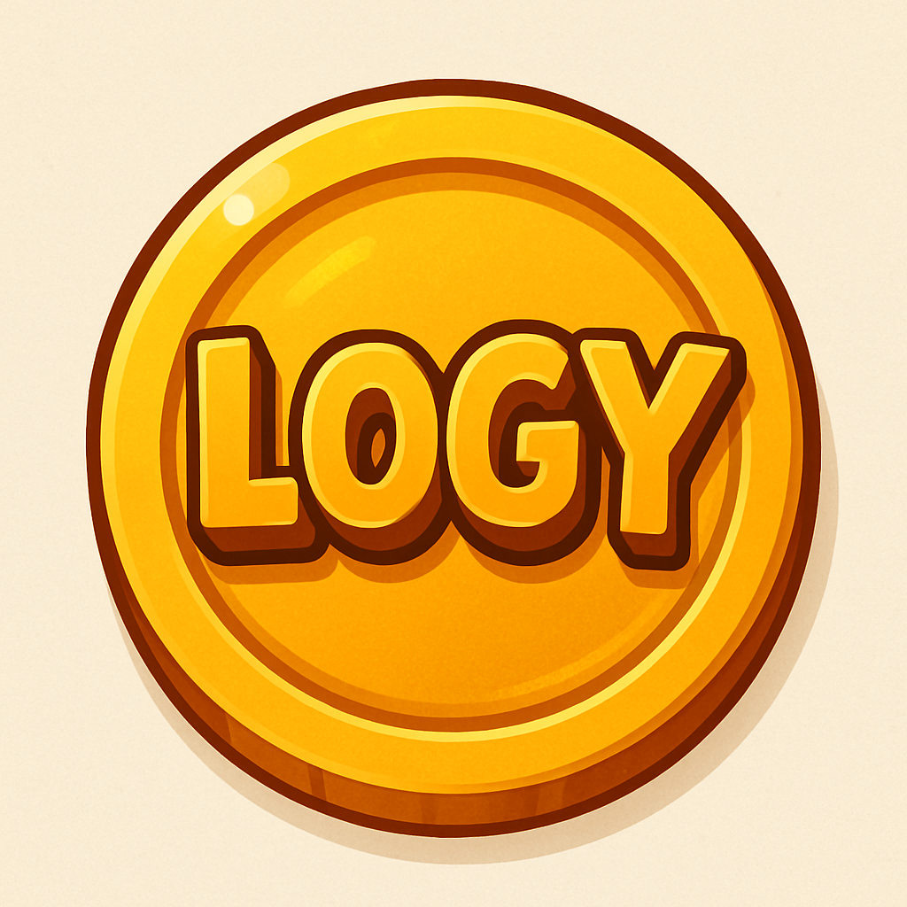 LOGY logo - a swirling vortex with cartoon faces